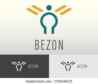 hiham abstract logo design full color monogram letter template