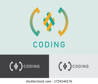 hiham abstract logo design full color monogram letter template