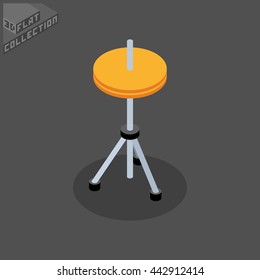 Hi-Hat Drum. Musical Equipment. 3D Isometric Low Poly Flat Design. Vector illustration.