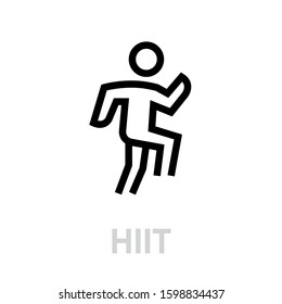 HIIT, High-intensity interval training sport icon. Editable stroke