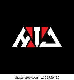 HIJ triangle letter logo design with triangle shape. HIJ triangle logo design monogram. HIJ triangle vector logo template with red color. HIJ triangular logo Simple, Elegant, and Luxurious design.