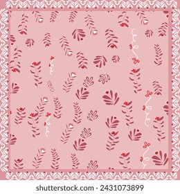 Hijab Beautiful pink silk scarf printed pattern design with floral geometric, abstract elegant style. Design ,accessories, kerchief, bandana, fabric, fashion, shawl,  wallpaper