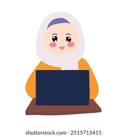 hijab cartoon. love gesture hand with woman hijab character cartoon collection