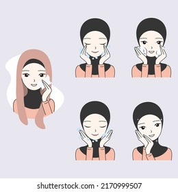 Hijab cleansing step by step character