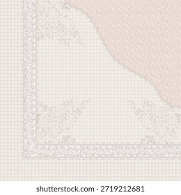 Hijab design featuring a beautiful and simple castle, mesmerizingly illustrated with soft hand-drawn strokes and a timeless classic monogram