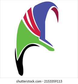 hijab design of girl.hijab vector art illustration.girl hijab style.hijab icon graphic.beautiful Muslim girl face