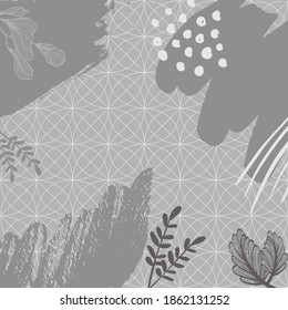 Hijab Design Motif Flower Grey Abstract 