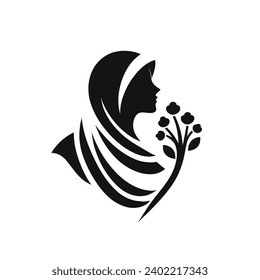 hijab fashion logo vector symbol, Women Hijab Beauty Vector Logo Template
