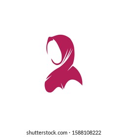 Hijab fashion muslimah Logo template vector illustration design