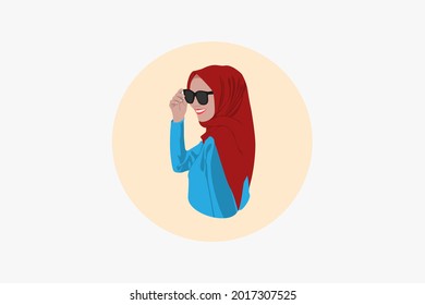 Hijab female character vector can be used for design or logo