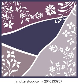 hijab floral pattern abstract design. and scarf patterns with frames, borders. Bandanas, shawls, shawls, tablecloth designs and for printed textile fabrics.