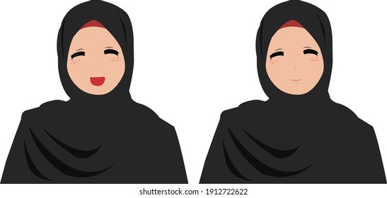 hijab girl anime chibi style