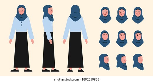 Hijab Girl Cartoon Vector Set Animation Stock Vector (Royalty Free ...