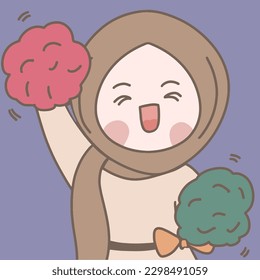hijab girl cheering with smile