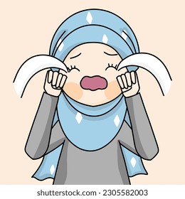 hijab girl is crying , muslim girl cries