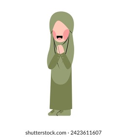 Hijab Girl With Eid Greeting Gesture