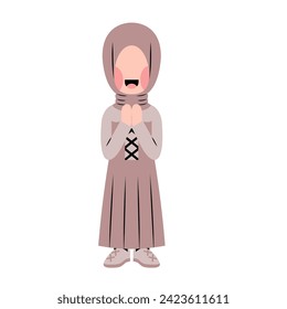 Hijab Girl With Eid Greeting Gesture