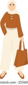 Hijab Girl Fashion Style Character. Vector Illustration in Flat Cartoon Design.