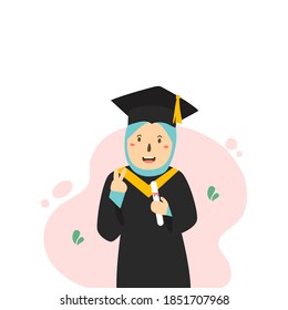 Hijab Girl Graduation Gown, Graduation, Student, Education