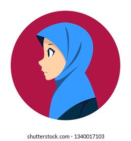 Hijab Girl Icon avatar side view