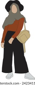 hijab girl illustration wearing stylish dress