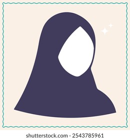 Diseño de logotipo de niña hijab con labios rojos. 