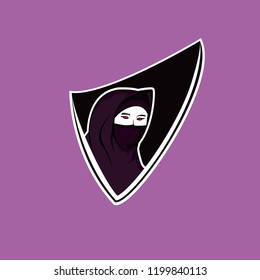 hijab girl mascot for e-sports gaming logo