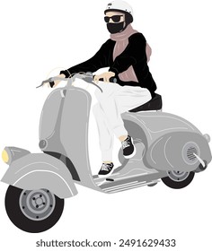 Hijab Girl Riding a Scooter