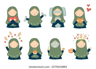 Hijab Girl Self Love Mental Health Illustration