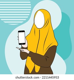 hijab girl show phone screen silhouette