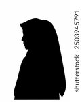 Hijab girl silhouette isolated on white background. Hijab girl icon design. Flat vector illustration.