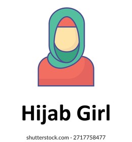 Icono del Vector de la muchacha del hijab que puede modificar o editar fácilmente
