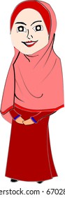 hijab girl in vector image.