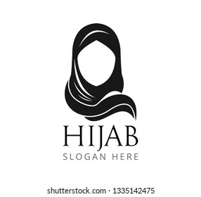 Hijab Girl Women Head Cover Vector Logo Design Template