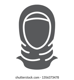 Hijab glyph icon, arab and woman, islam girl sign, vector graphics, a solid pattern on a white background, eps 10.