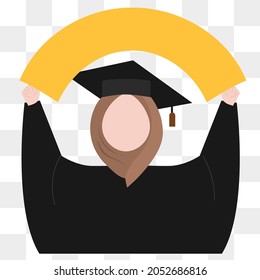 Hijab graduation vector illustration with badge blank