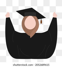 Hijab graduation vector illustration. a female  wearing Islamic graduation ceremony