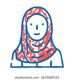 hijab headscarf islam doodle icon sketch vector. hijab headscarf islam sign. isolated symbol illustration