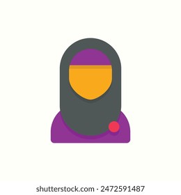 hijab icon, isolated flat color womens day icon illustration