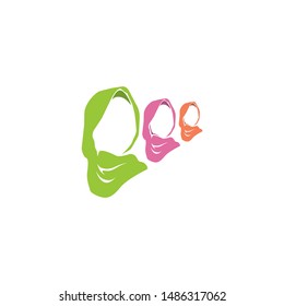 Hijab icon vector design with green, purple, and orange