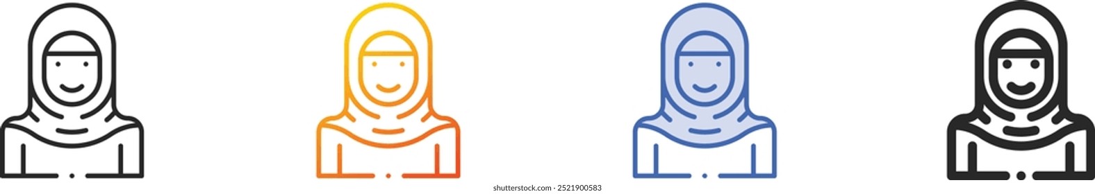 hijab icon.Thin Linear, Gradient, Blue Stroke and bold Style Design Isolated On White Background