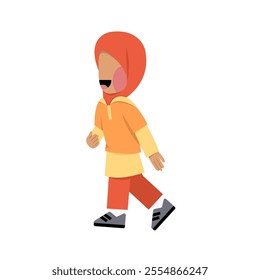 Hijab Kid Running Faceless Character 