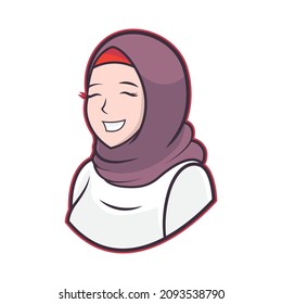 HIJAB LADY MASCOT ILLUSTRATION TEMPLATE