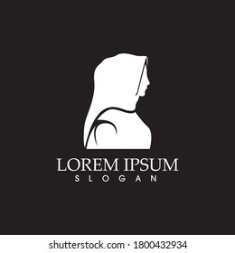 Hijab logo black background vector