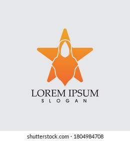 Hijab-Logo, schwarzer Hintergrund