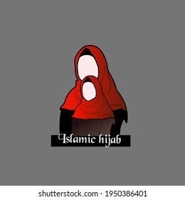 diseño de logotipo hijab en rojo, fondo gris, adecuado para negocios