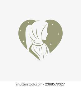 Hijab logo design template for muslim woman fashion with creative element concept