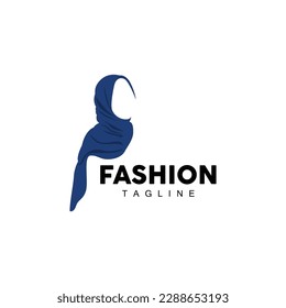 Hijab Logo, Islamic Women Fashion Simple Design, Muslim Clothing Vector, Icon, Symbol, Illustration