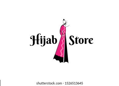 hijab logo template for muslim woman wear store or boutique logo