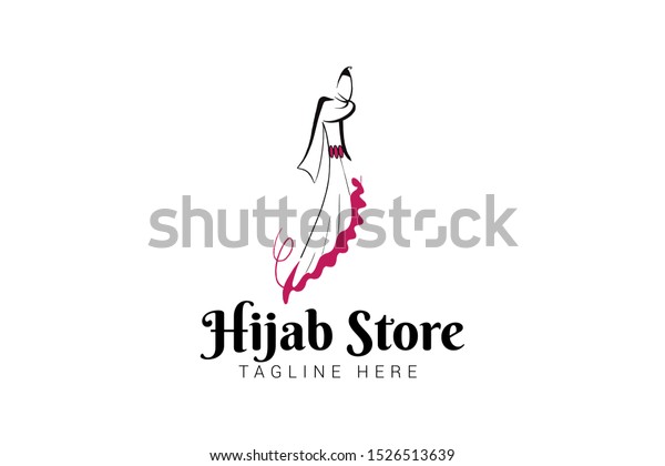 Hijab Logo Template Muslim Woman Wear Stock Vector (Royalty Free